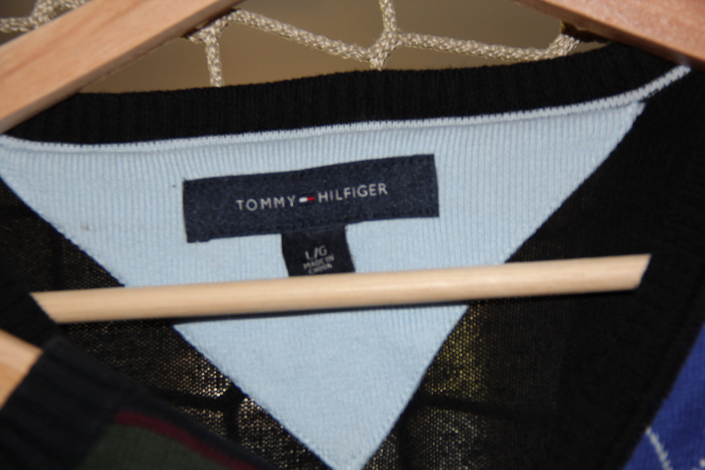 Vintage Tommy Hilfiger Pullover – Argyle Blau/Grau/Schwarz