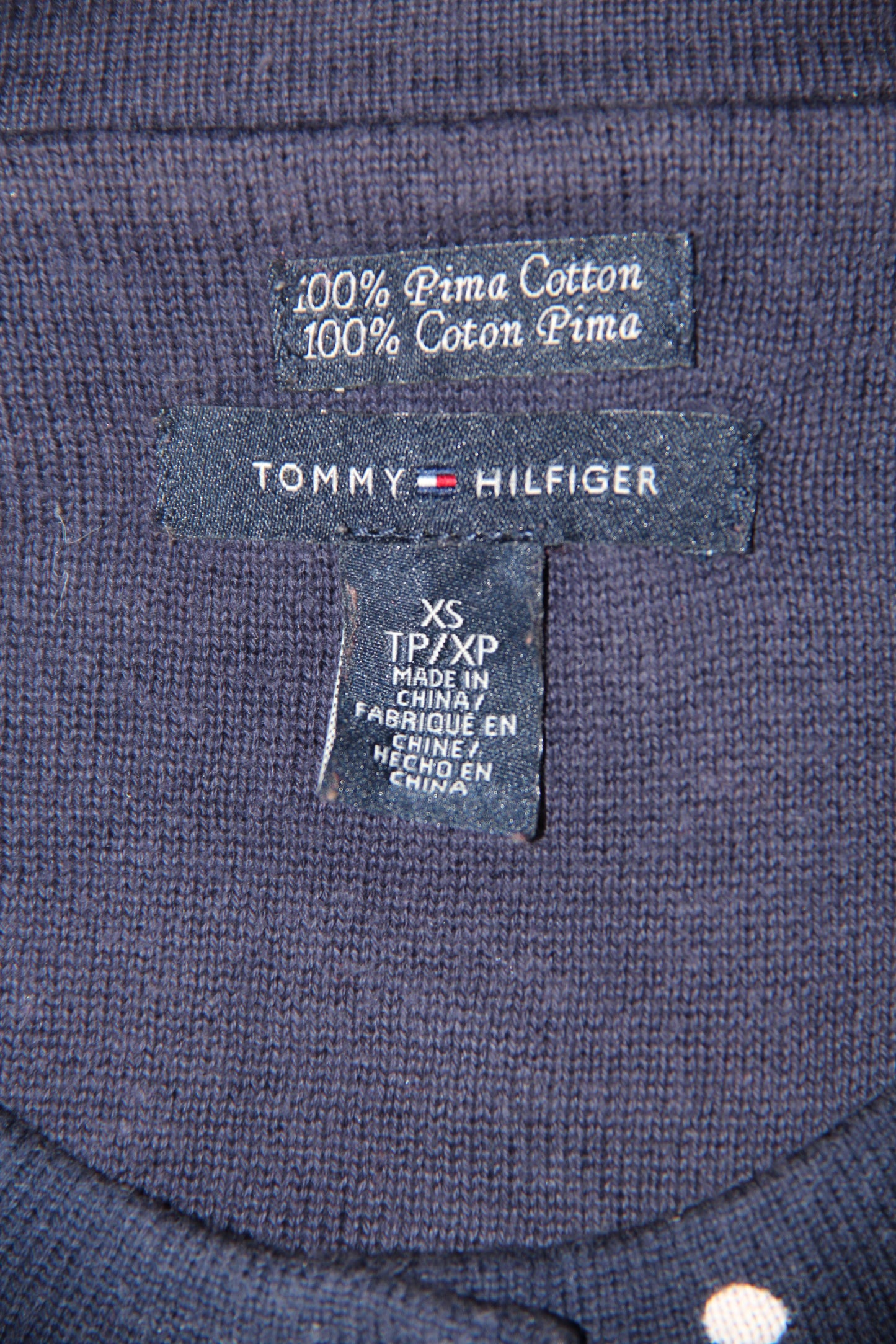 Vintage Tommy Hilfiger Cardigan mit Punkten – Navy / Weiß