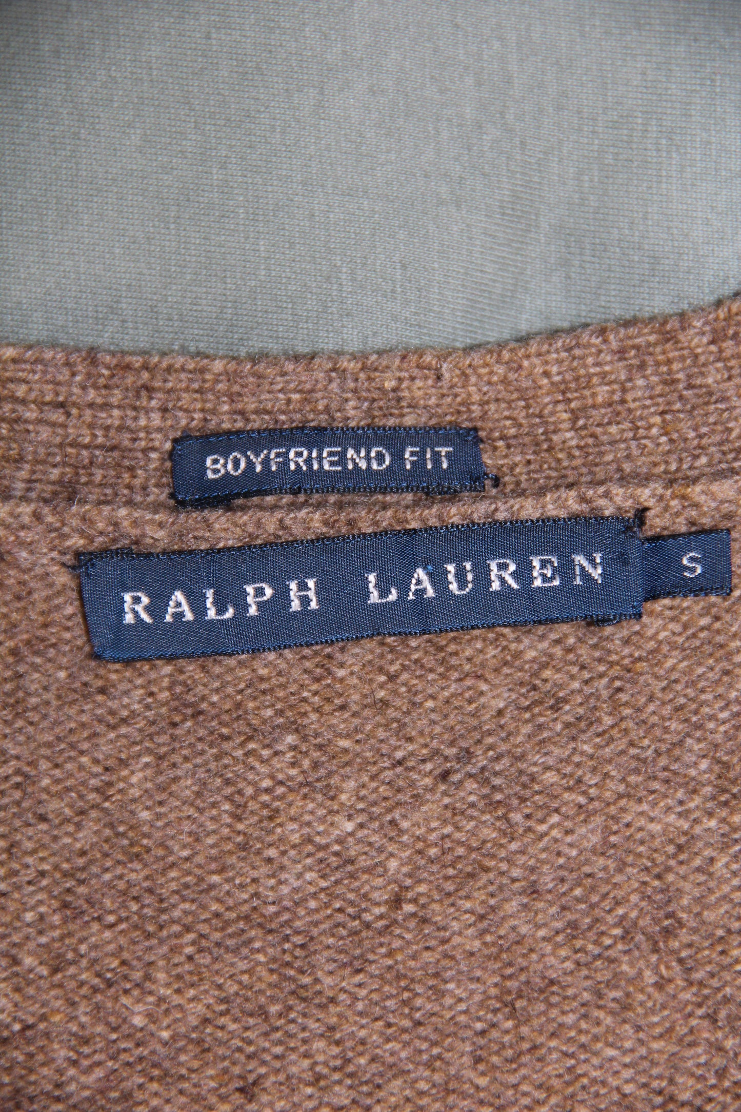 Vintage Ralph Lauren Cardigan mit Wappen – Braun
