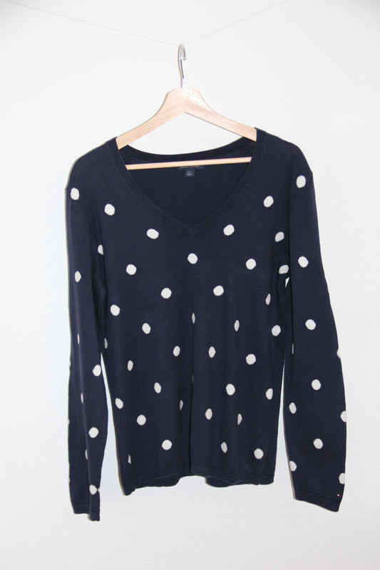 Vintage Tommy Hilfiger Pullover – Dunkelblau mit weißen Punkten
