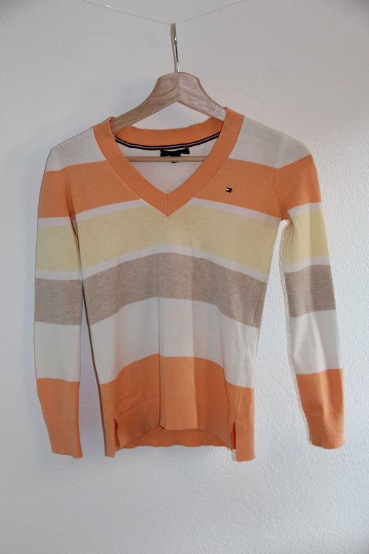 Vintage Tommy Hilfiger Pullover – Orange-Beige Streifen