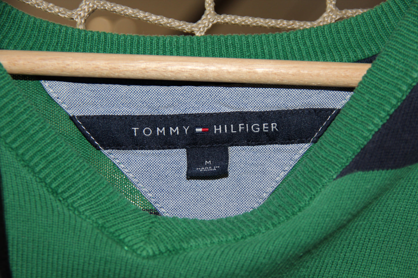 Vintage Tommy Hilfiger Pullover  – Grün/Navy Streifen