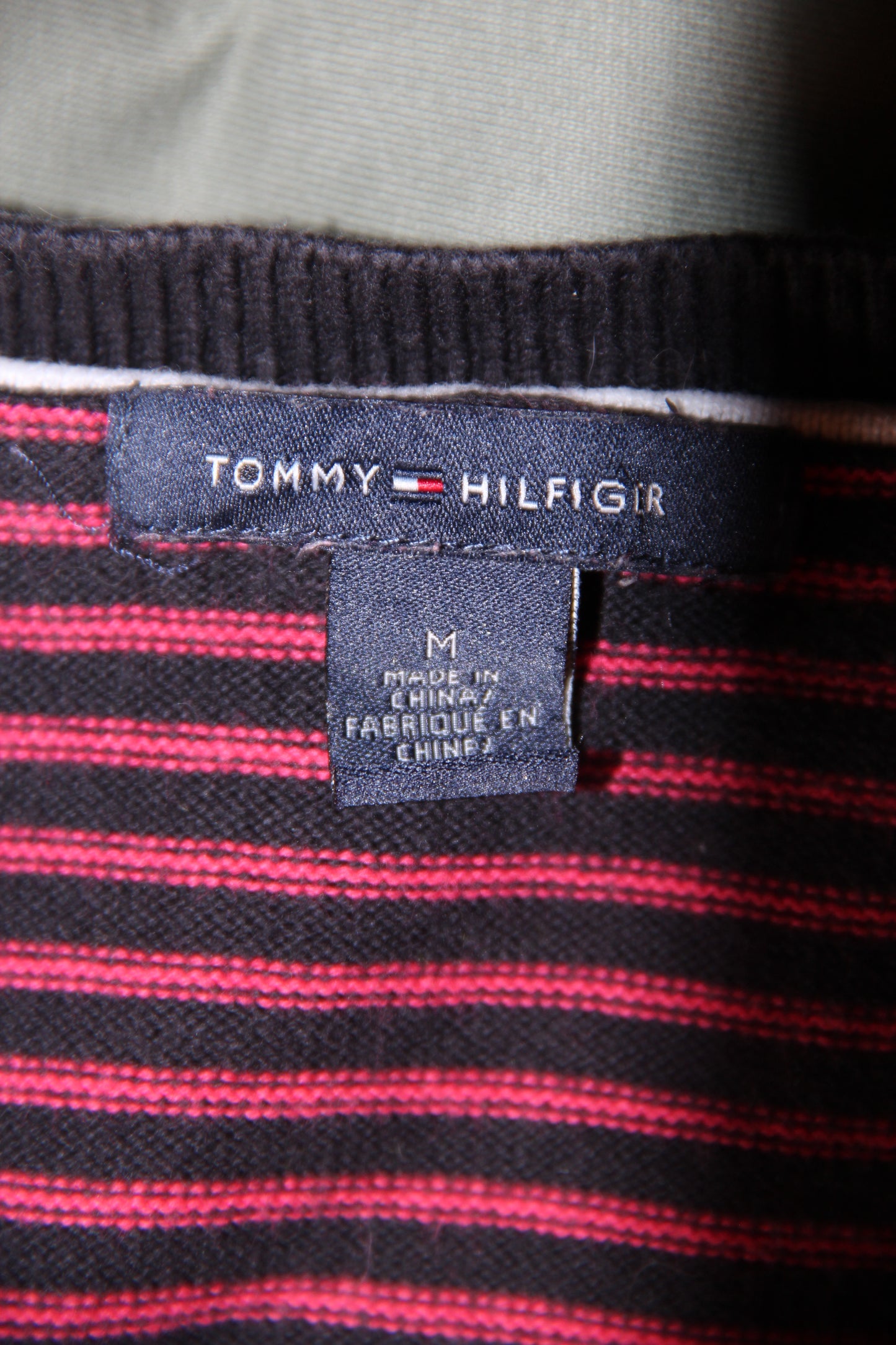 Vintage Tommy Hilfiger Argyle Pullunder – Schwarz / Grau / Rot