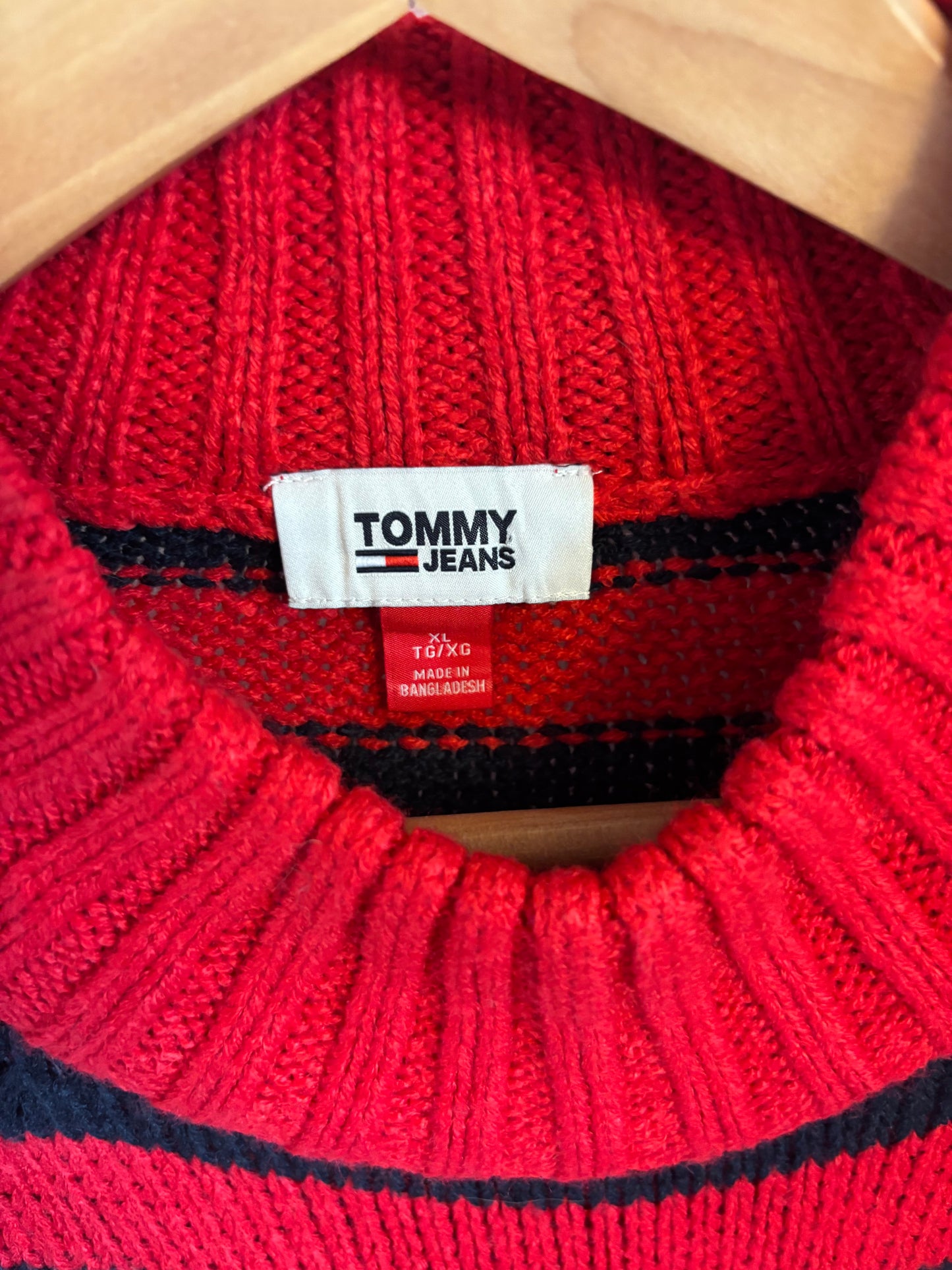 Tommy Hilfiger Strickpullover – Rot/Schwarz Gestreift