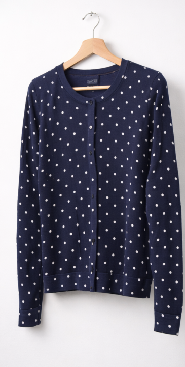 Vintage Tommy Hilfiger Cardigan mit Punkten – Navy / Weiß