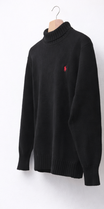 Vintage Polo Ralph Lauren Rollkragen-Strickpullover – Schwarz