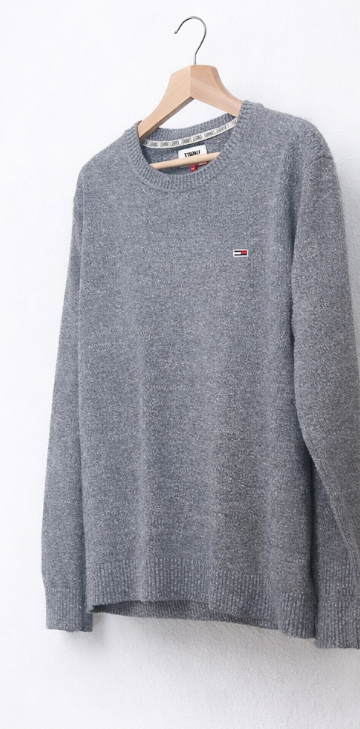 Vintage Tommy Jeans Strickpullover – Grau meliert