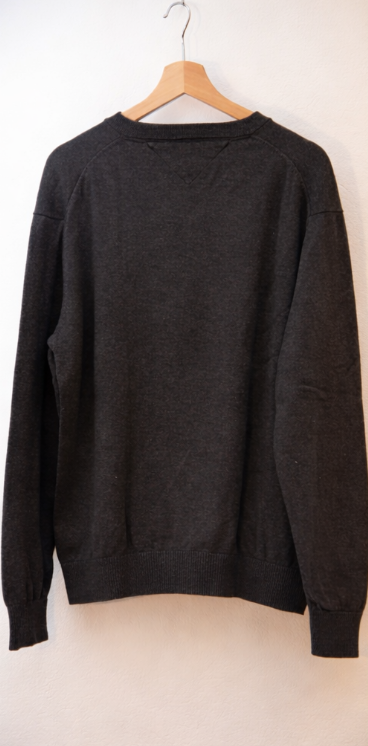 Vintage Tommy Hilfiger V-Neck Strickpullover – Dunkelgrau