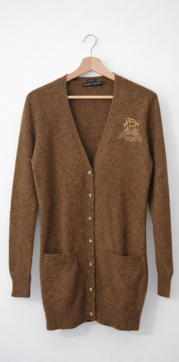 Vintage Ralph Lauren Cardigan mit Wappen – Braun