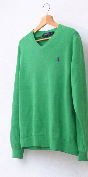 Vintage Polo Ralph Lauren V-Neck Strickpullover – Grün