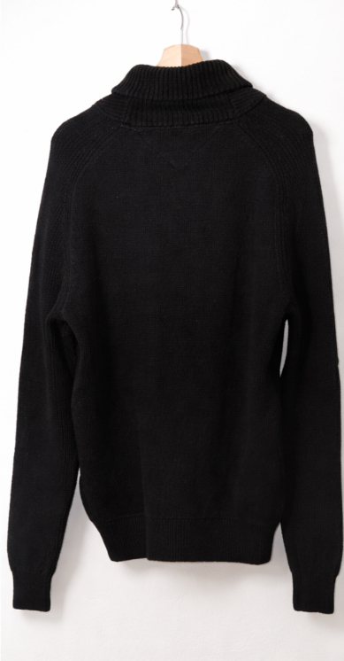 Vintage Tommy Hilfiger Strickpullover mit Schalkragen – Schwarz